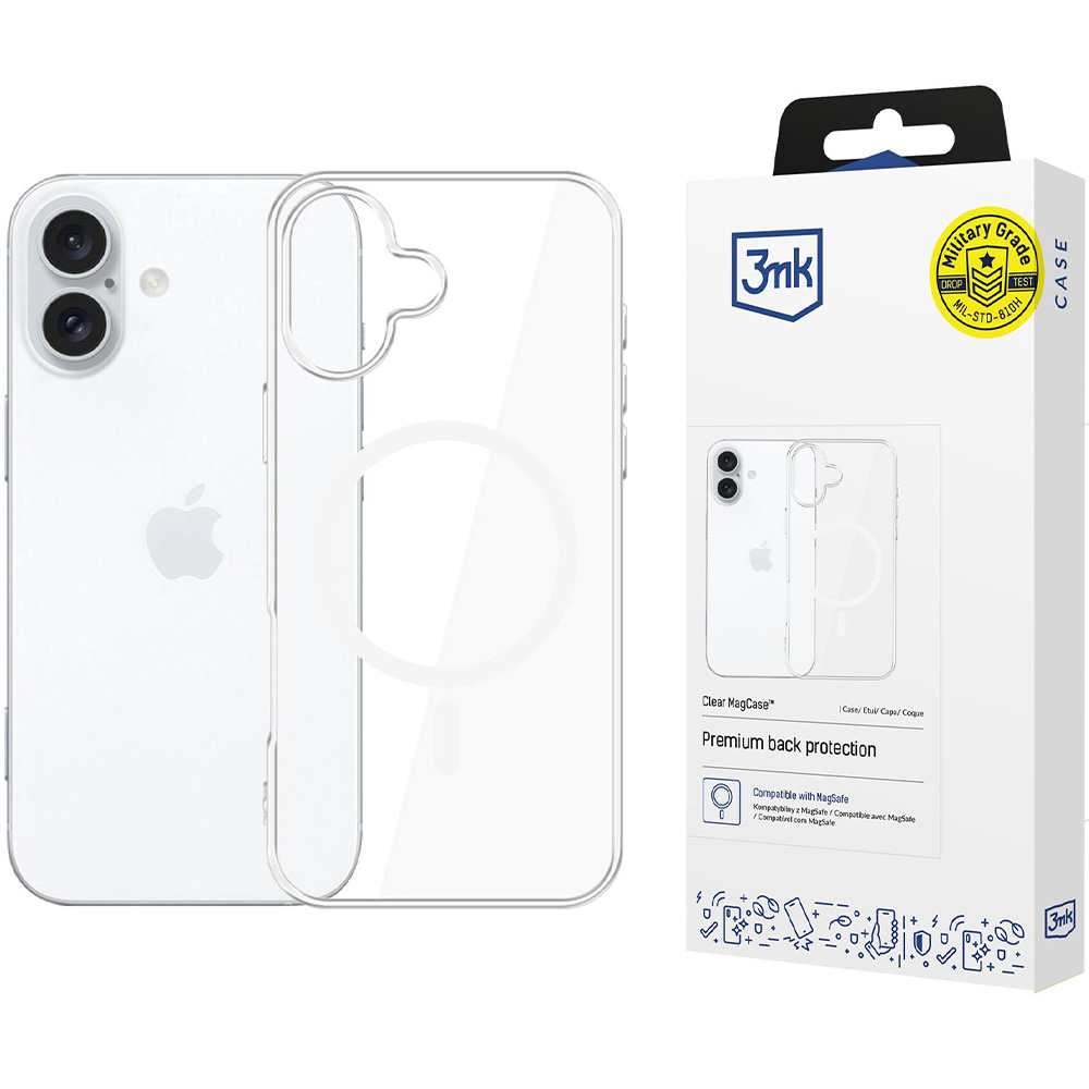 Etui 3mk Clear MagCase do MagSafe, do iPhone 16 Plus, przezroczysto-białe
